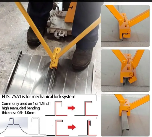 2-in-1 Hand Seamer for Standing Seam Mechanical Lock Panel Roofer’s Sheet Metal Roofing Tool